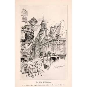1899 Halftone Print Hotel Mayenne Marais Paris Temple Sainte marie 