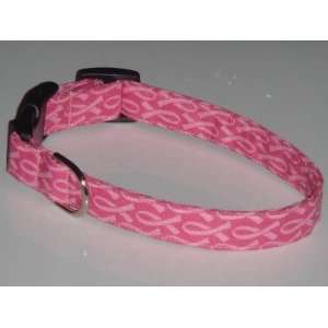  Breast Cancer Awareness Ribbons Pink Dog Collar Small 3/4 