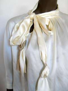 New PORTS Silk Tied Neckline Jasmine Ivory Top 2 $395  
