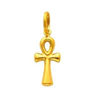   Gold Religious Small Ankh Cross Charm Pendant GoldenMine Jewelry