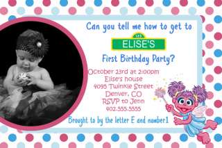 Purple Polka Dot Abby Cadabby Birthday Invitations  