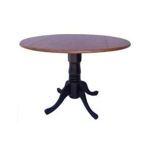   Drop Leaf Pedestal Table in Black / Cherry   T57 42DP