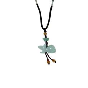 Rat Zodiac Jade Necklace with Brown Cord Born In 1936, 1948, 1960 