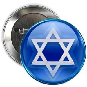  2.25 Button Blue Star of David Jewish 