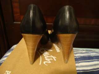 100% AUTH Christian Louboutin Miss Boxe black wedge heels shoes 35 5 