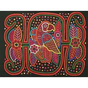    High Quality Parrot & Flowers Traditional Kuna Mola
