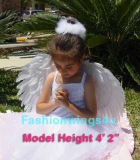 Childrens costume white feather angel wings pointing up or down Swan 