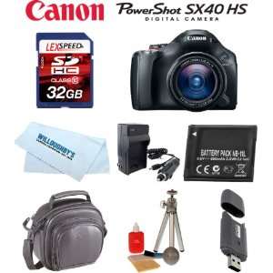 Canon PowerShot SX40 HS + Battery + Travel Charger + Case + 32GB Card 