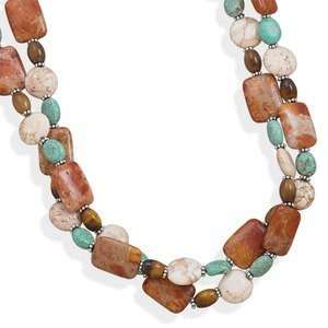  Tiger Eye Turquoise and Jasper Double Strand Multistone 