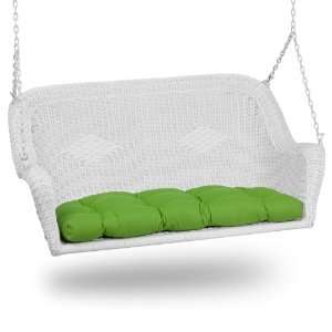   White Wicker Swing with Solid Lime Green Cushion Patio, Lawn & Garden