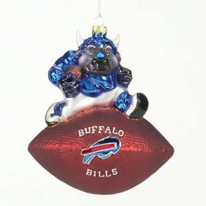  BSS   Buffalo Bills NFL Glass Mascot Football Ornament (6 