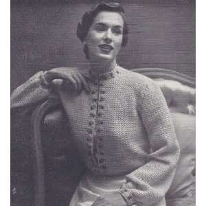 Vintage Crochet PATTERN to make   Mandarin Collar Bed Jacket Sweater 