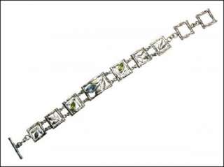 Sterl Silver Peridot & Blue Topaz Bamboo Stone Bracelet  