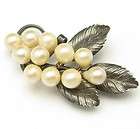 Vintage MINGS Sterling Silver Pearl Brooch Pin 11 Cream White Pearls 