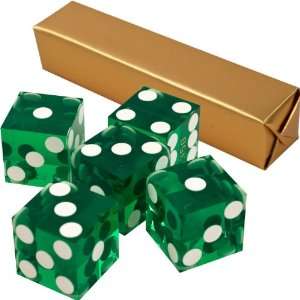   19mm A Grade Serialized Set of Casino Dice Green 