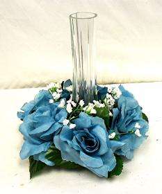 Roses Candle Ring TURQUOISE Wedding Centerpieces Flower  
