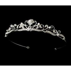  Silver Pearl Crystal Rhinestone Vine Bridal Tiara Jewelry