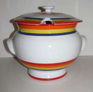 MODERNIST BRIGHT CERAMIC SOUP TUREEN SIGNED ITALY  
