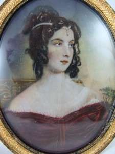 Fine 19th Century Signed Miniature Portrait Painting of a Woman  