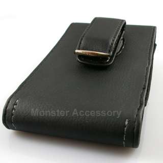 Eagle Black Leather Vertical Pouch Belt Clip Case Holster For HTC 