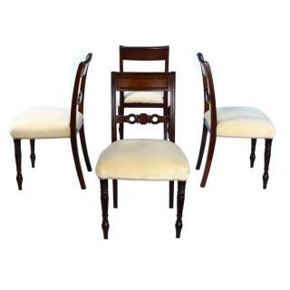 Georgian Regency Solid Mahogany Antique Set 4 Dining Chairs x  