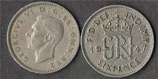 BRITISH WEDDING SIXPENCE KING GEORGE VI 1947 IN NICE CONDITION  