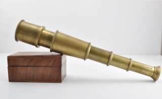 Marine brass telescope 14 with wood box nautical  
