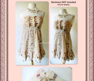   Print Lace RuffleTiered Skirt BOHO Peasant Strapless Sun Dress  