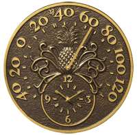 French Bronze Pineapple Outdoor Thermometer Clock  