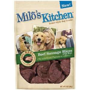  Milos Kitchen Beef Sausage Slices with Rice Dog Treats, 3 