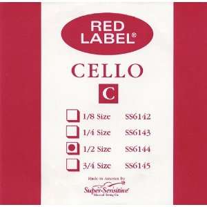 Super Sensitive Red Label 6144 Cello C String, 1/2