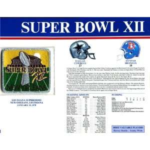  Super Bowl 12 Patch and Game Details Card Sports 