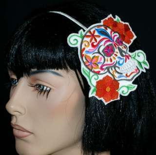 Sugar Skull Dia de los Muertos Dead Embroidery Headband  