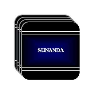 Personal Name Gift   SUNANDA Set of 4 Mini Mousepad Coasters (black 