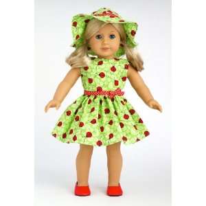  Green Ladybug   Summer Dress with Hat; (Shoes Sold 