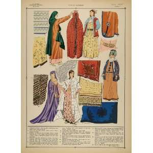  1922 Pochoir Middle East Women Costume Embroidery   Orig 