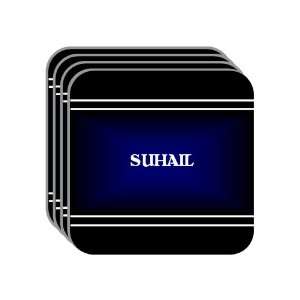 Personal Name Gift   SUHAIL Set of 4 Mini Mousepad Coasters (black 