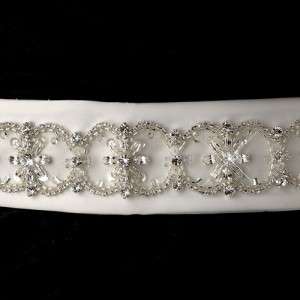 Crystals, Rhinestones & Bugle Beads Dress Sash Bridal Belt White or 