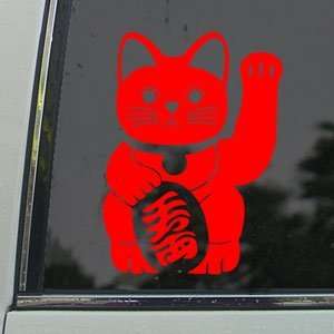  Maneki Neko Red Decal Car Truck Bumper Window Red Sticker 