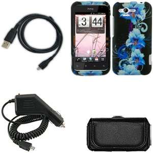 iFase Brand HTC Rhyme/Bliss ADR6330 Combo Blue Flower Protective Case 