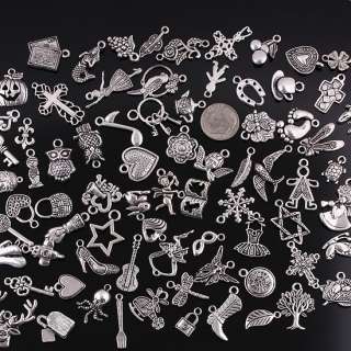 Bulk Wholesale Mixed Tibetan Silver Pendant Charms 100X  
