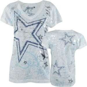  Dallas Cowboys Womens White Wilma Sublimated Burnout Tee 