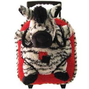  Kids Red Rolling Backpack With Zebra Stuffie  Affordable 