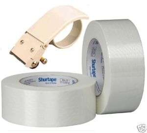 24 Rolls 2x60yd Filament Strapping Tape With Dispenser  