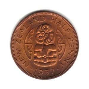  1957 New Zealand Half Penny Coin KM#23.2 