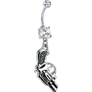 Clear Cubic Zirconia Gun Belly Ring Jewelry