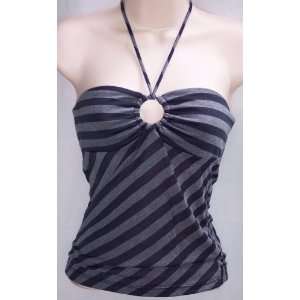  Charcoal striped halter top w/ keyhole neck Everything 