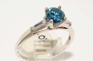 12000 1.26CT 3 STONE BLUE DIAMOND ENGAGEMENT RING PLATINUM VS SIZE 9 