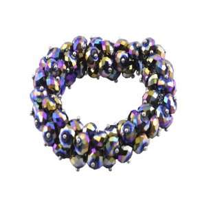    Round Peacock Faceted Crystals Bracelet Stretchable Jewelry