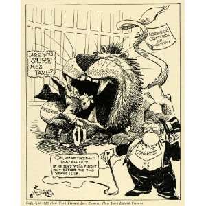 1933 Print Lion Government Congress Cartoon Industry United States 